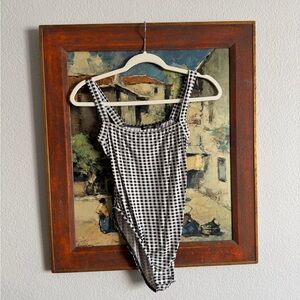 Nasty Gal Black and White Checkered Bodysuit